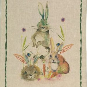 Tea Towels Linen-Happy Rabbits