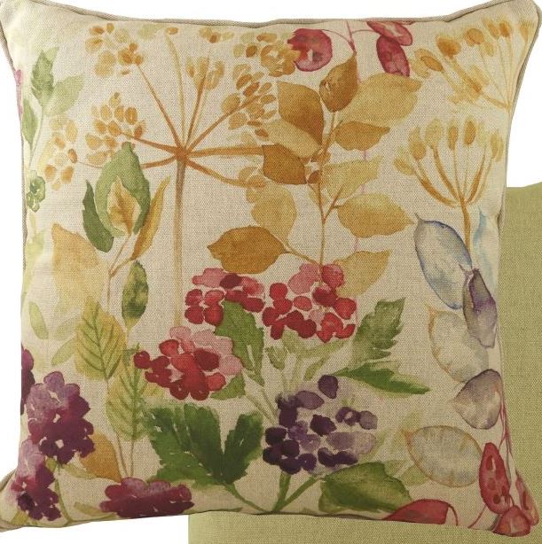 English botanical linen cushion – hedge row