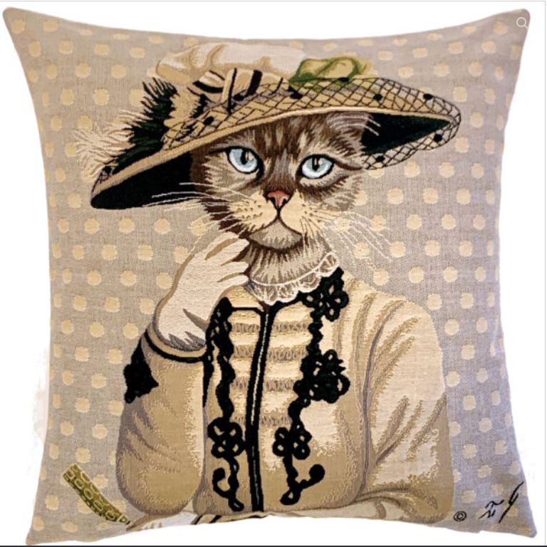 Cushion Jacquard Weave-Hat cat