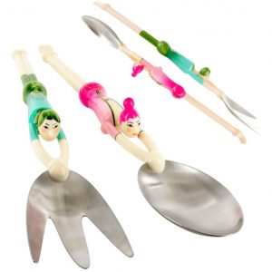 Pylones-Salad Servers – Swimmers green & pink