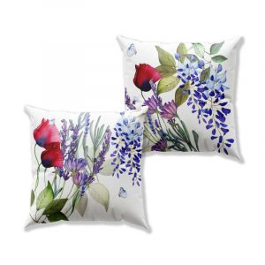 Cushion Italian Lines-Lavender/Poppy