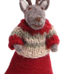 Handmade Felt Toys – Deer red skirt