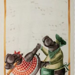 Tea Towels Linen-Dancing Hippos