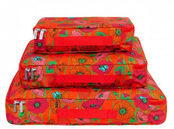 Travel luggage organizer - red poppy