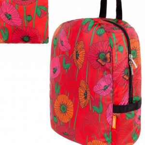 Shopping/Travel Bag  – foldaway backpack – red poppy